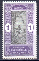 DAHOMEY 1913  Native Climbing Palm  - 1c. - Black And Violet   MH - Unused Stamps