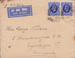 Great Britain By Airmail Par Avion Label BEACONSFILELD Bucks. 1935 Cover To Denmark 2½ D. George V. Stamps (Pair) (2 Sca - Cartas & Documentos