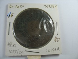 TURKEY OTTOMAN  40 PARA 1255  AH  YEAR 21 COPPER LARGE COIN 37 MM AROUND 1859  COIN LOT 17  NUM 12 - Turquie