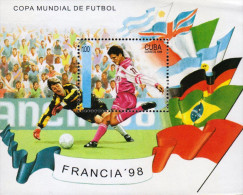 G)1998 CARIBE, FOOTBALL PLAYERS-FLAGS-MATCH AUDIENCE-BALL, WORL CHAMPIONSHIP FRANCE'98, S/S, MNH - Ongebruikt
