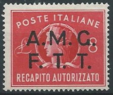 1947 TRIESTE A RECAPITO AUTORIZZATO 8 LIRE MNH ** - ED054-2 - Posta Espresso