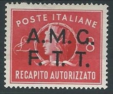 1947 TRIESTE A RECAPITO AUTORIZZATO 8 LIRE MH * - ED055 - Posta Espresso