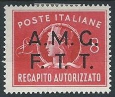1947 TRIESTE A RECAPITO AUTORIZZATO 8 LIRE MH * - ED056-2 - Express Mail