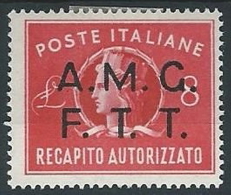 1947 TRIESTE A RECAPITO AUTORIZZATO 8 LIRE MH * - ED056-2 - Posta Espresso