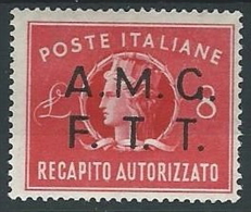 1947 TRIESTE A RECAPITO AUTORIZZATO 8 LIRE MH * - ED056-3 - Posta Espresso