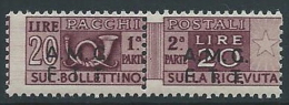 1947-48 TRIESTE A PACCHI POSTALI 20 LIRE MNH ** - ED065-8 - Paketmarken/Konzessionen