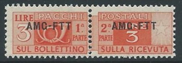 1949-53 TRIESTE A PACCHI POSTALI 3 LIRE MNH ** - ED070-4 - Postal And Consigned Parcels