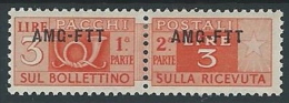 1949-53 TRIESTE A PACCHI POSTALI 3 LIRE MH * - ED072-6 - Colis Postaux/concession