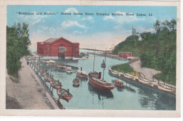 United States, USA, Naval Training Station, Great Lakes, "Boathouse And Harbor". Illinois - Waukegan