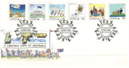 (335) Australia - Living Together FDC Covers - Sydney Round Cancel Postmark - 1988 - 3 Covers - Storia Postale