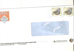 ENVELOPPE AVEC DEUX  TIMBRES BELGIQUE - THEME LES PAPILLONS - OBLITERES - Lettres & Documents