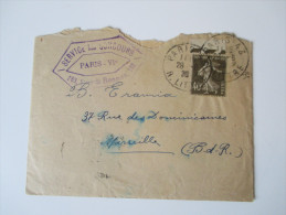 Frankreich Nr. 188 Oberrand Mit Versetzter Zähnung!!! Einfachfrankatur 1926 Paris VI Service Des Concours. Mit Inhalt! - Cartas & Documentos