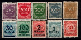 Lot Of 10 Stamps,  All Different , Mint No Gum,  Germany - Deutsches Reich - Collections