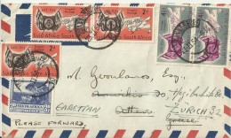 SOUTH AFRICA 1954 – SPECIAL (FIRST DAY Written On Back) COVER CENTENARY STAMPS MAILED FROM JOHANNESBURG TO ZURICH (CORRE - Cartas & Documentos