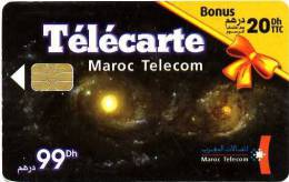 @+ Maroc - Planetes 99Dh - Bonus +20Dh - Puce Schlumb Fond Blanc - Date 05/05 Serie 3200 - Marokko