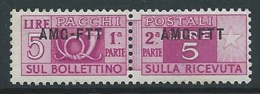 1949-53 TRIESTE A PACCHI POSTALI 5 LIRE MNH ** - ED076-2 - Pacchi Postali/in Concessione