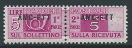 1949-53 TRIESTE A PACCHI POSTALI 5 LIRE MNH ** - ED076-7 - Postal And Consigned Parcels