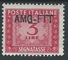 1949-54 TRIESTE A SEGNATASSE 3 LIRE MH * - ED096-3 - Postage Due
