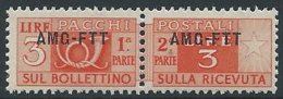 1949-53 TRIESTE A PACCHI POSTALI 3 LIRE MNH ** - ED097 - Colis Postaux/concession