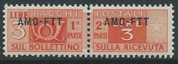 1949-53 TRIESTE A PACCHI POSTALI 3 LIRE MNH ** - ED098-6 - Colis Postaux/concession