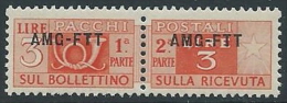 1949-53 TRIESTE A PACCHI POSTALI 3 LIRE MNH ** - ED098-8 - Postpaketen/concessie