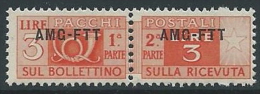 1949-53 TRIESTE A PACCHI POSTALI 3 LIRE MNH ** - ED098-9 - Pacchi Postali/in Concessione