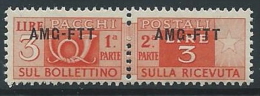 1949-53 TRIESTE A PACCHI POSTALI 3 LIRE MNH ** - ED099-4 - Colis Postaux/concession