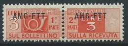 1949-53 TRIESTE A PACCHI POSTALI 3 LIRE MNH ** - ED100-2 - Colis Postaux/concession