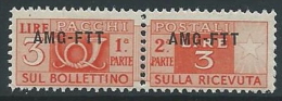 1949-53 TRIESTE A PACCHI POSTALI 3 LIRE MNH ** - ED100-9 - Colis Postaux/concession