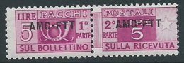 1949-53 TRIESTE A PACCHI POSTALI 5 LIRE MNH ** - ED103-9 - Postpaketen/concessie