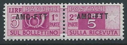 1949-53 TRIESTE A PACCHI POSTALI 5 LIRE MNH ** - ED104-5 - Pacchi Postali/in Concessione