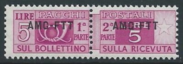 1949-53 TRIESTE A PACCHI POSTALI 5 LIRE MNH ** - ED105-2 - Colis Postaux/concession