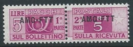 1949-53 TRIESTE A PACCHI POSTALI 5 LIRE MNH ** - ED105-3 - Colis Postaux/concession