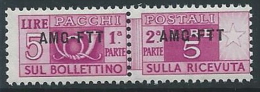 1949-53 TRIESTE A PACCHI POSTALI 5 LIRE MNH ** - ED105-4 - Colis Postaux/concession