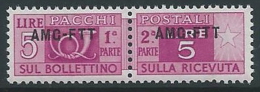 1949-53 TRIESTE A PACCHI POSTALI 5 LIRE MNH ** - ED105-6 - Postal And Consigned Parcels