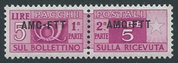 1949-53 TRIESTE A PACCHI POSTALI 5 LIRE MNH ** - ED105-8 - Paketmarken/Konzessionen