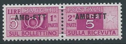 1949-53 TRIESTE A PACCHI POSTALI 5 LIRE MNH ** - ED105-9 - Postpaketen/concessie