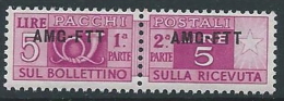 1949-53 TRIESTE A PACCHI POSTALI 5 LIRE MNH ** - ED106 - Pacchi Postali/in Concessione