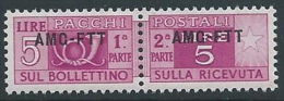 1949-53 TRIESTE A PACCHI POSTALI 5 LIRE MNH ** - ED106-3 - Colis Postaux/concession