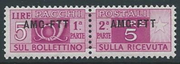 1949-53 TRIESTE A PACCHI POSTALI 5 LIRE MNH ** - ED106-6 - Postpaketen/concessie