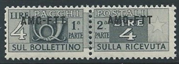 1949-53 TRIESTE A PACCHI POSTALI 4 LIRE MNH ** - ED107 - Colis Postaux/concession