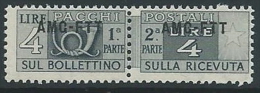 1949-53 TRIESTE A PACCHI POSTALI 4 LIRE MNH ** - ED107-3 - Postal And Consigned Parcels