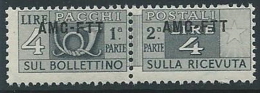 1949-53 TRIESTE A PACCHI POSTALI 4 LIRE MNH ** - ED107-4 - Colis Postaux/concession