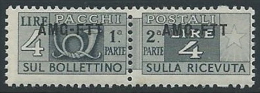 1949-53 TRIESTE A PACCHI POSTALI 4 LIRE MNH ** - ED107-5 - Paketmarken/Konzessionen