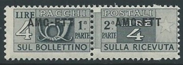 1949-53 TRIESTE A PACCHI POSTALI 4 LIRE MNH ** - ED107-6 - Postpaketen/concessie