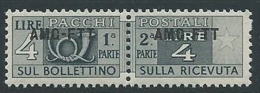 1949-53 TRIESTE A PACCHI POSTALI 4 LIRE MNH ** - ED108-5 - Postal And Consigned Parcels