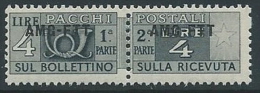 1949-53 TRIESTE A PACCHI POSTALI 4 LIRE MNH ** - ED108-9 - Colis Postaux/concession