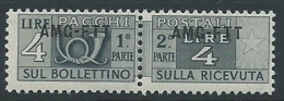 1949-53 TRIESTE A PACCHI POSTALI 4 LIRE MNH ** - ED109-6 - Colis Postaux/concession