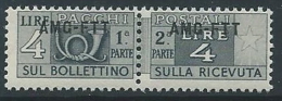 1949-53 TRIESTE A PACCHI POSTALI 4 LIRE MNH ** - ED109-7 - Colis Postaux/concession