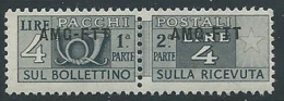 1949-53 TRIESTE A PACCHI POSTALI 4 LIRE MNH ** - ED109-8 - Paketmarken/Konzessionen